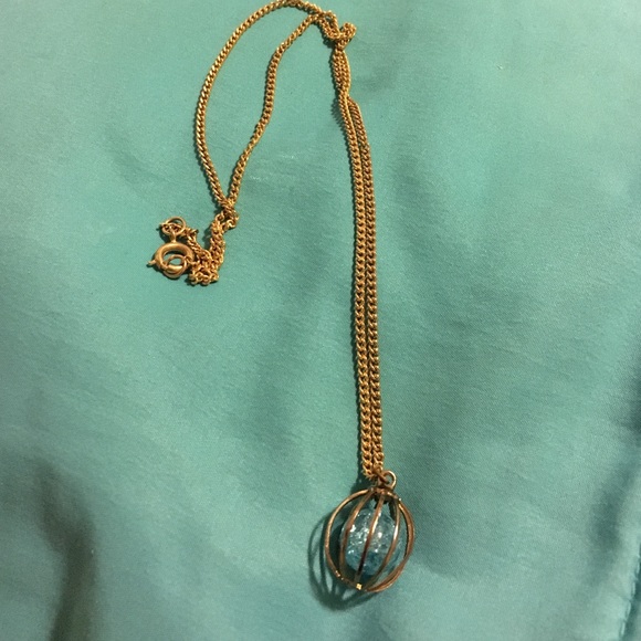 Caged blue bead necklace