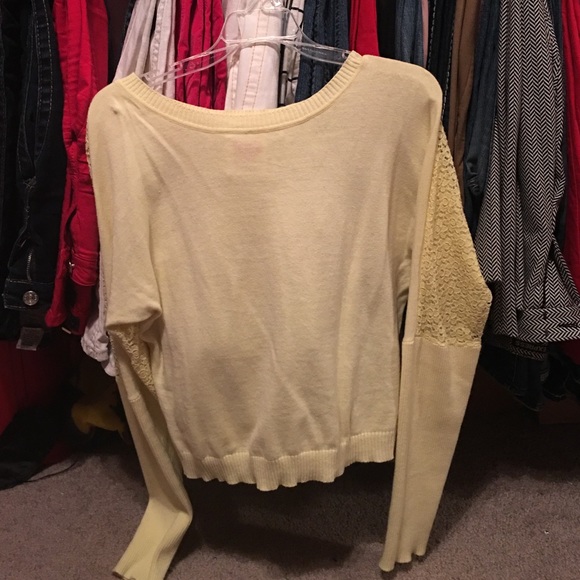 Yellow sweater with flower lace back