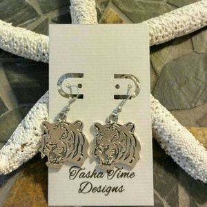 Silver tiger earrings