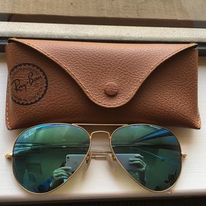 Ray-Ban RB3025 Aviator Sunglasses Blue/Golden 58mm