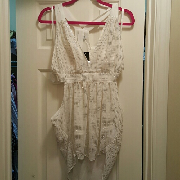 BEBE Sheer white studded blouse - Picture 1 of 4