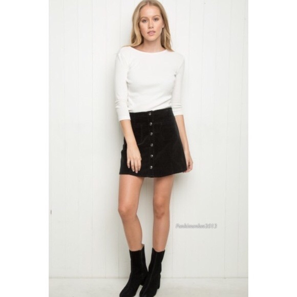 Brandy Melville Black Corduroy  Skirt