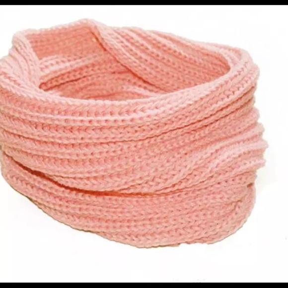 Accessories - Pink, cable knit cowl neck scarf