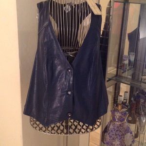 Brand New! Navy a Blue Leather Vest