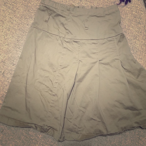 Pleated khaki uniform skirt