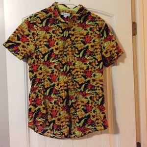 Floral print short sleeved button up