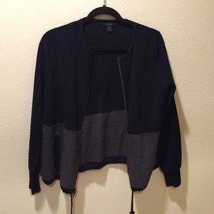 Jcrew navy and gray zip up sweater