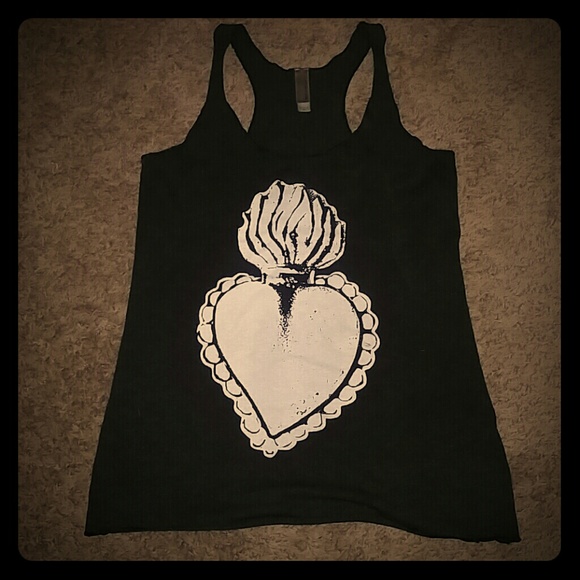 Screenprinted sacred heart tank top