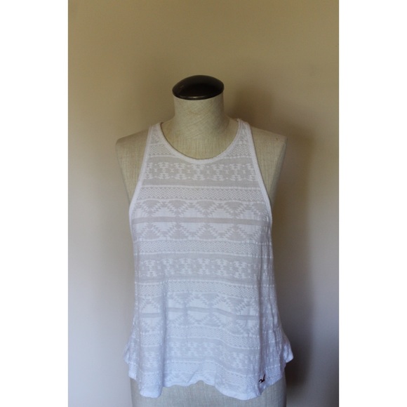 Hollister Women's White Open-back Tank Size S