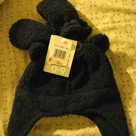 NWT Carter's 0-9 month bear hat & mittens in navy