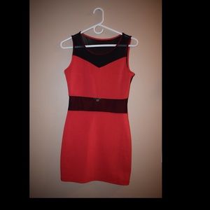 Dark Pink & Black mini dress with lace..