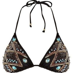 River island embellished beaded bikini jewel top