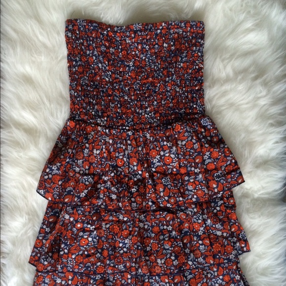 Old Navy Multicolored Strapless Ruffled Dress