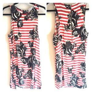 Wayf Floral Stripe Crepe Shift Dress