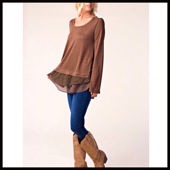 Textured Ruffles Mocha Tunic - Picture 2 of 8