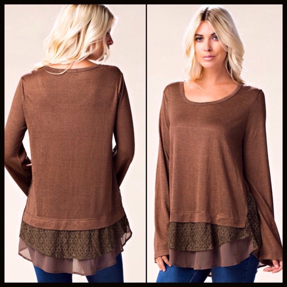 Textured Ruffles Mocha Tunic - Picture 3 of 8