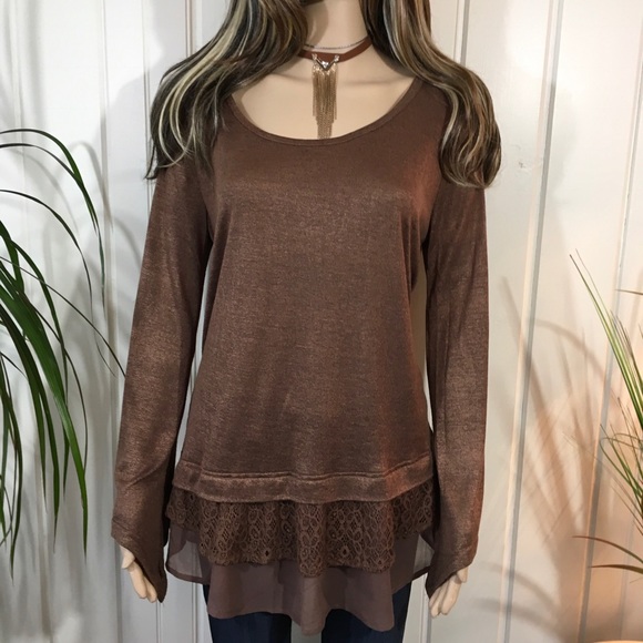 Textured Ruffles Mocha Tunic - Picture 4 of 8