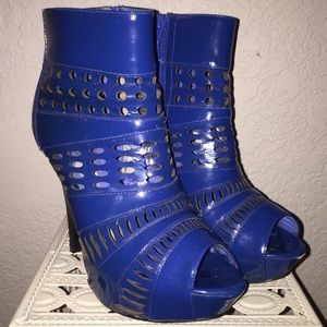 Electric blue ankle boots