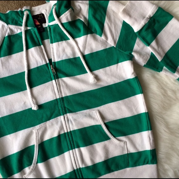 Forever 21 Striped Zip-Up Hoodie