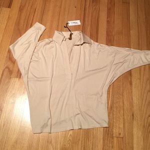 Cream , collared w v-neck , yolked sleeve , NEW!!