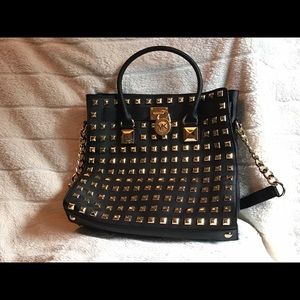 Michael Kors Hamilton studded saffiano purse