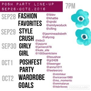 Posh Party line-up sept 26-oct 2 ♥️