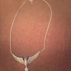 Silver free bird Fossil necklace