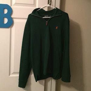Forest green polo quarter zip