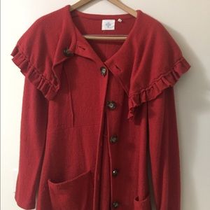 anthropologie overcoat in orange