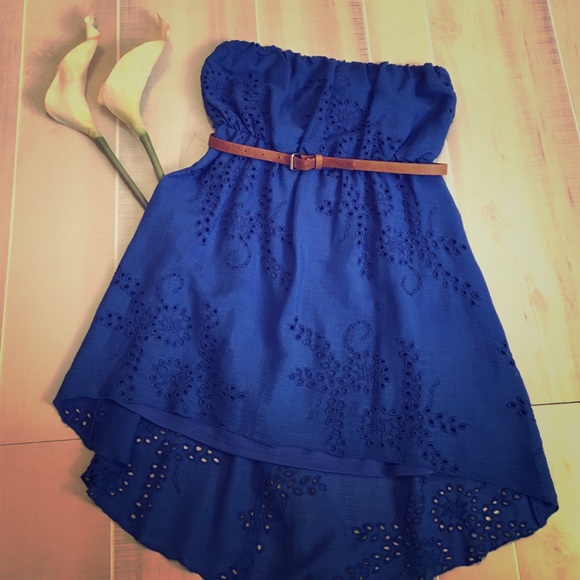 Strapless high/low royal blue sundress