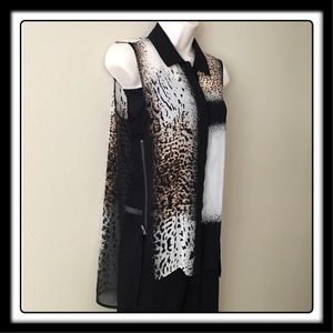 Kenneth Cole sheer leopard  blouse