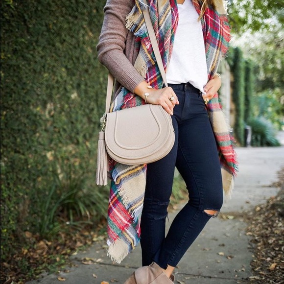 AVAILABLE NOW! Plaid flannel blanket scarf - Picture 2 of 4