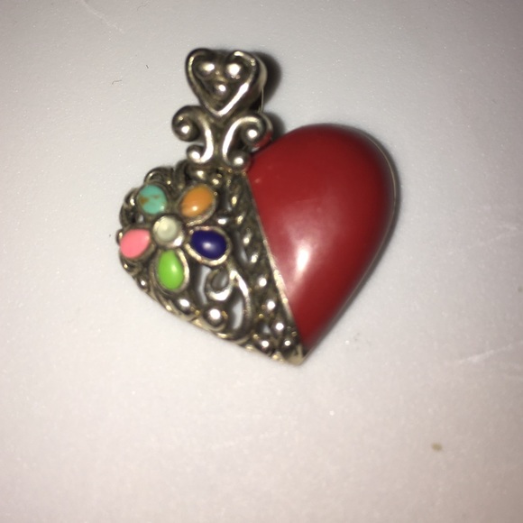 Ladies red coral pendant SS