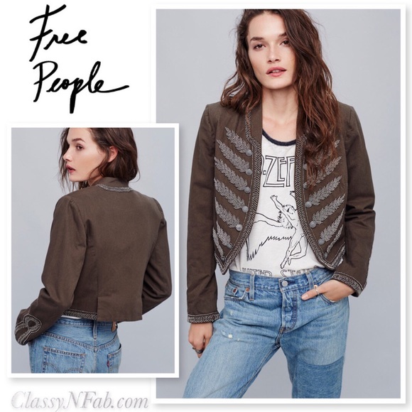 NWT FREE PEOPLE EMBELLISHED MILITARY JACKET - Picture 2 of 4