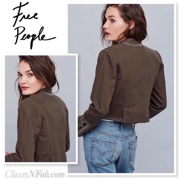 NWT FREE PEOPLE EMBELLISHED MILITARY JACKET - Picture 4 of 4