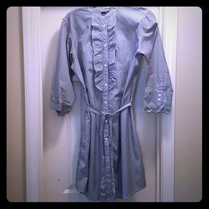 Blue and white pin stripped dress with pockets