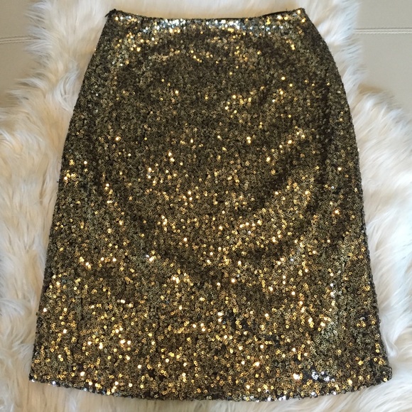 Gianni Bini Gold Sequin Skirt - Picture 2 of 4
