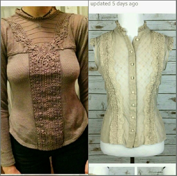 TWO FREE PEOPLE Victorian style tops - Picture 1 of 1