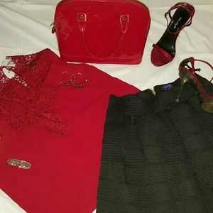 Red Lace sleeveless blouse