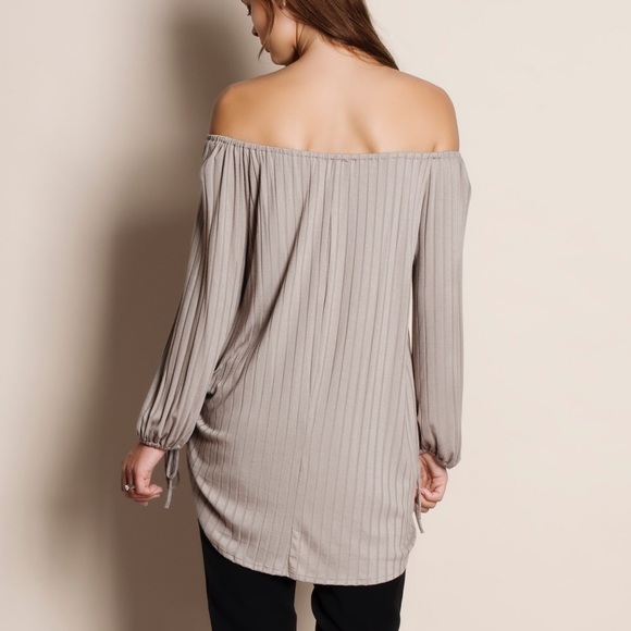 Off Shoulder Ribbed Tunic Top - Picture 4 of 4