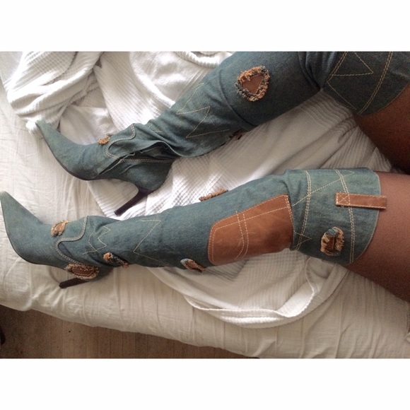 Additional Pics for Shutz Denim and Leather Boots