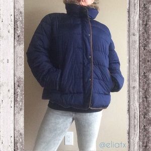 Roll-top puffer jacket