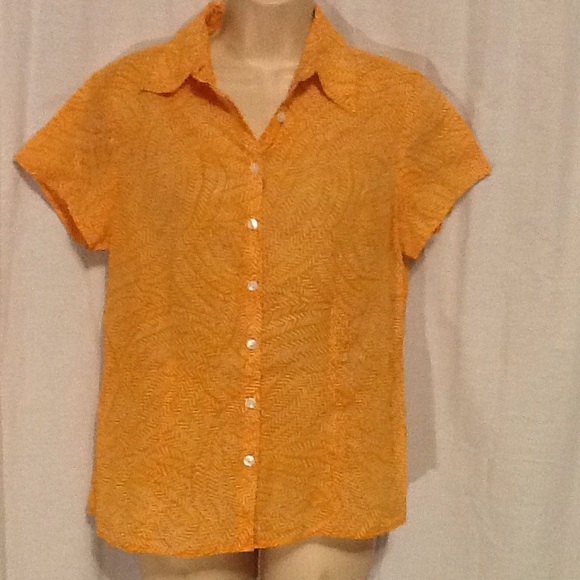 Coldwater Creek Orange Short Sleeve Top S 6-8 - Picture 1 of 3