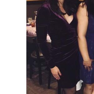 Long sleeve plum wrap style dress