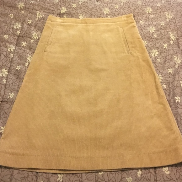 J Crew Tan Corduroy Pencil Skirt.