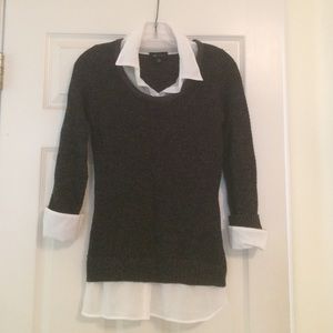Classy dressy sweater with mock blouse- beautiful!