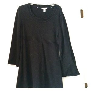 Black sweater dress with bell sleeves