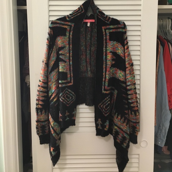 Rainbow and Black Aztec Cardigan
