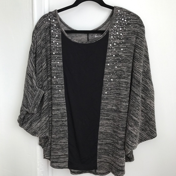 Grey and Black Blouse with Sparkles