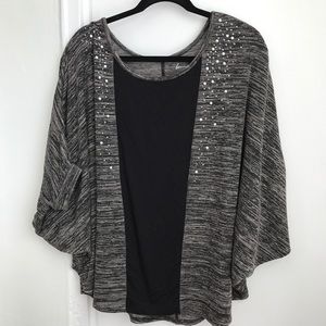 Grey and Black Blouse with Sparkles